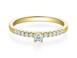 brillant  solitar mit seitlichem besatz gelbgold